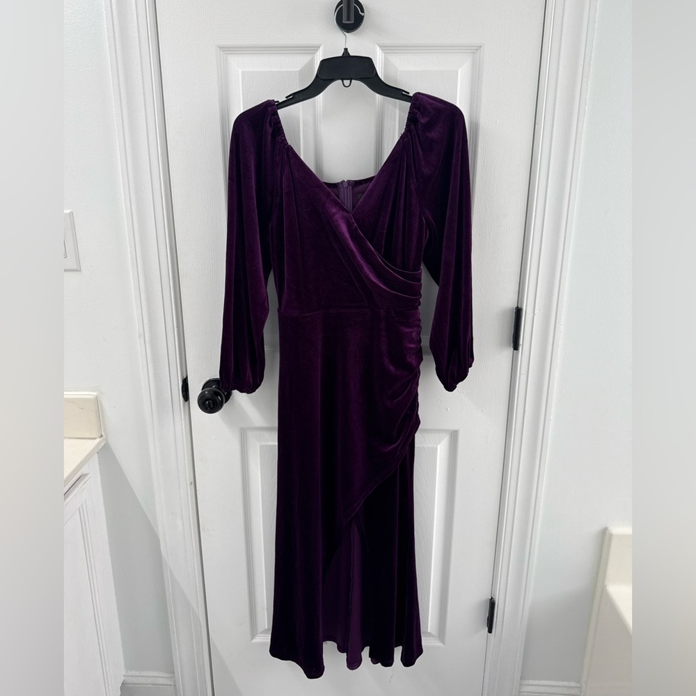 Women’s Velvet Purple Front Wrap Dress